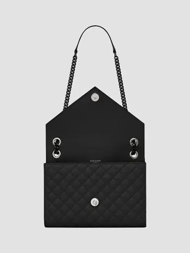 Saint Laurent Women's Medium Envelope Monogram Matelassé Leather Shoulder Bag - Black | Thumbnail 6 Saint Laurent Women's Medium Envelope Monogram Matelassé Leather Shoulder Bag - Black | Thumbnail 6
