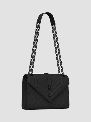 Saint Laurent Women's Medium Envelope Monogram Matelassé Leather Shoulder Bag - Black | Thumbnail 7 Saint Laurent Women's Medium Envelope Monogram Matelassé Leather Shoulder Bag - Black | Thumbnail 7
