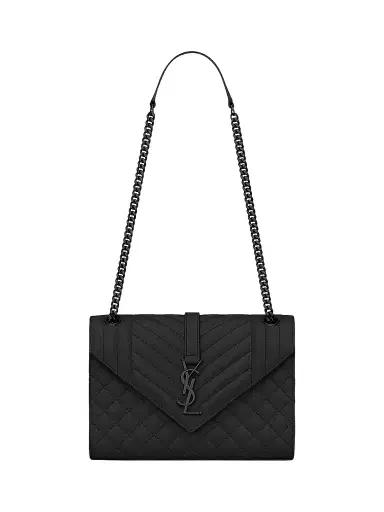Saint Laurent Women's Medium Envelope Monogram Matelassé Leather Shoulder Bag - Black | Thumbnail 1 Saint Laurent Women's Medium Envelope Monogram Matelassé Leather Shoulder Bag - Black | Thumbnail 1