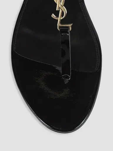 Saint Laurent Women's Cassandra Patent Leather Slingback Thong Sandals - Nero | Thumbnail 4 Saint Laurent Women's Cassandra Patent Leather Slingback Thong Sandals - Nero | Thumbnail 4
