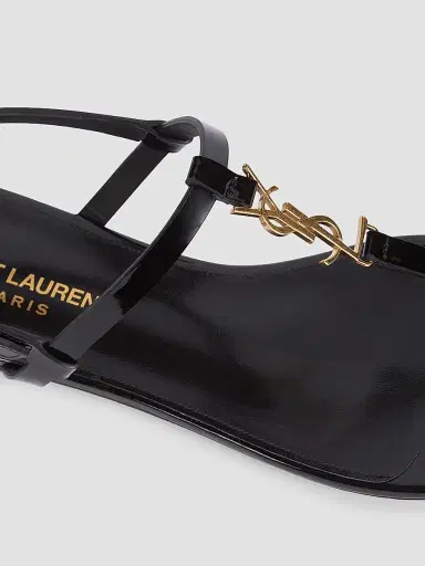 Saint Laurent Women's Cassandra Patent Leather Slingback Thong Sandals - Nero | Thumbnail 6 Saint Laurent Women's Cassandra Patent Leather Slingback Thong Sandals - Nero | Thumbnail 6