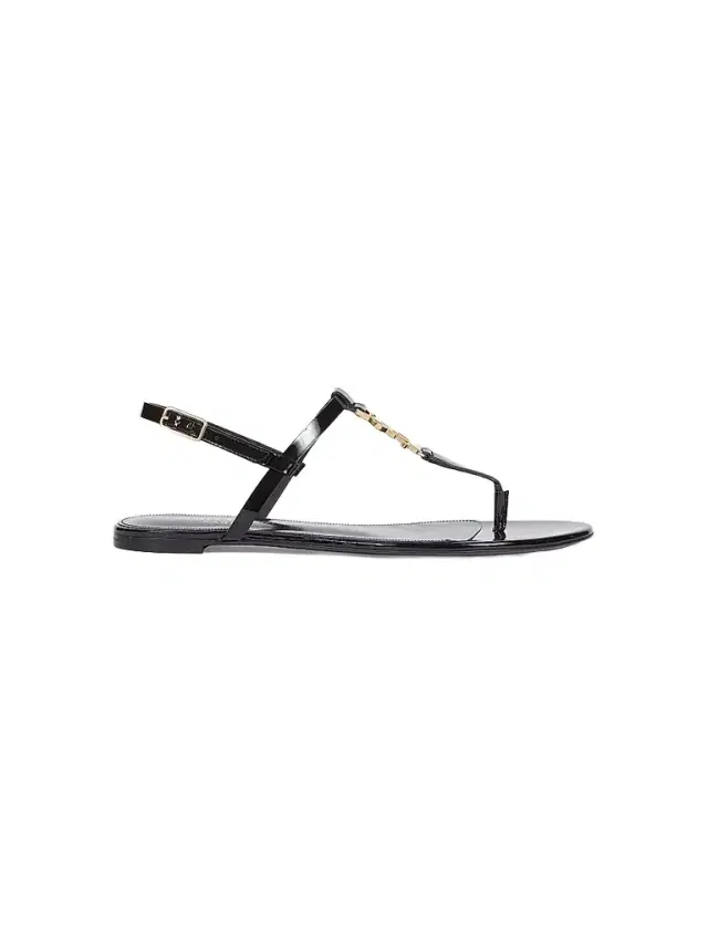 Women's Cassandra Patent Leather Slingback Thong Sandals - Nero