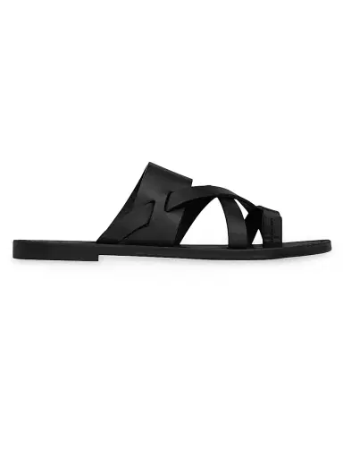 Saint Laurent Men's Culver Mules in Smooth Leather - Black | Thumbnail 1