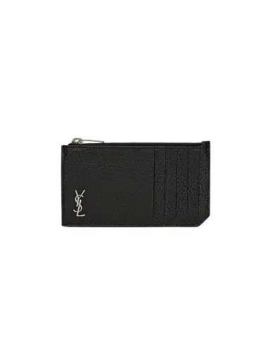 Saint Laurent Men's Tiny Cassandre Fragments Zipped Card Case | Thumbnail 1 Saint Laurent Men's Tiny Cassandre Fragments Zipped Card Case | Thumbnail 1