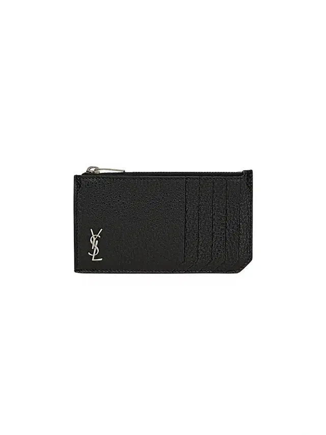 Saint Laurent Men's Tiny Cassandre Fragments Zipped Card Case - Black