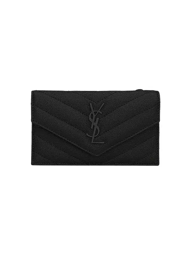 Saint Laurent Women's Cassandre Matelassé Fragments Flap Card Case - Black
