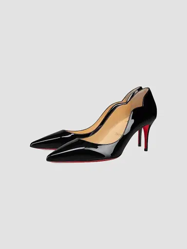 Christian Louboutin Women's Hot Chick 70MM Leather Pumps - Black | Thumbnail 2