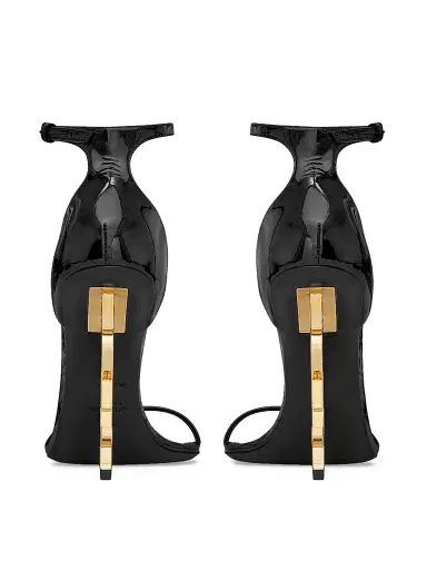 Saint Laurent Women's Opyum Sandals in Patent Leather - Black - Size 10.5 | Thumbnail 4