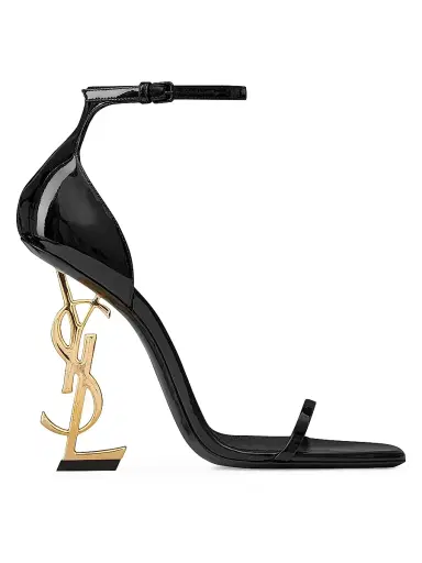 Saint Laurent Women's Opyum Sandals in Patent Leather - Black - Size 10.5 | Thumbnail 1