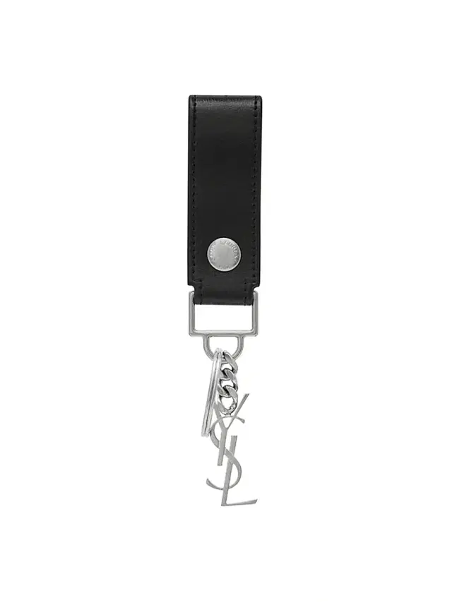 Saint Laurent Men's Cassandre Key Ring in Smooth Leather - Black