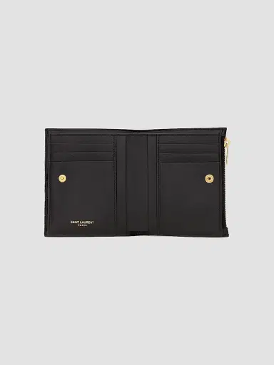 Saint Laurent Women's Uptown Compact Wallet In Crocodile-embossed Shiny Leather | Thumbnail 4 Saint Laurent Women's Uptown Compact Wallet In Crocodile-embossed Shiny Leather | Thumbnail 4
