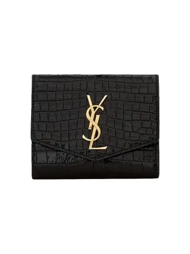 Saint Laurent Women's Uptown Compact Wallet In Crocodile-embossed Shiny Leather | Thumbnail 1 Saint Laurent Women's Uptown Compact Wallet In Crocodile-embossed Shiny Leather | Thumbnail 1