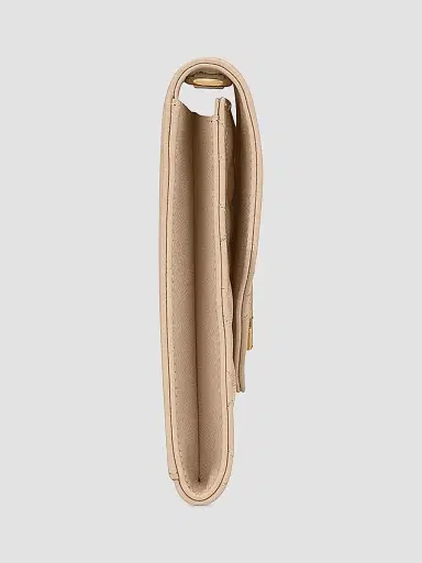 Saint Laurent Women's Envelope Flap Pouch In Mix Matelassé Grain De Poudre Embossed Leather - Dark Beige | Thumbnail 9