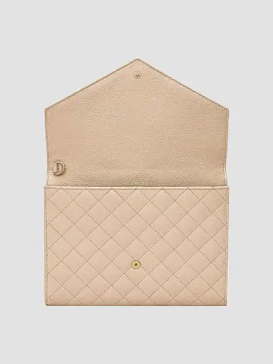 Saint Laurent Women's Envelope Flap Pouch In Mix Matelassé Grain De Poudre Embossed Leather - Dark Beige | Thumbnail 10