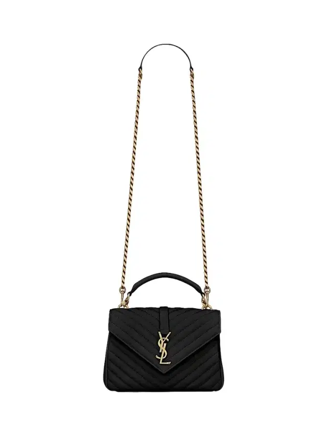 Saint Laurent Women's College  Shoulder Bag in Quilted Leather - Nero