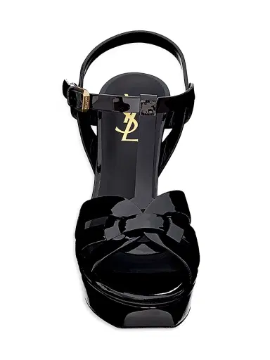 Saint Laurent Women's Tribute Platform Sandals in Patent Leather - Black - Size 12 | Thumbnail 2