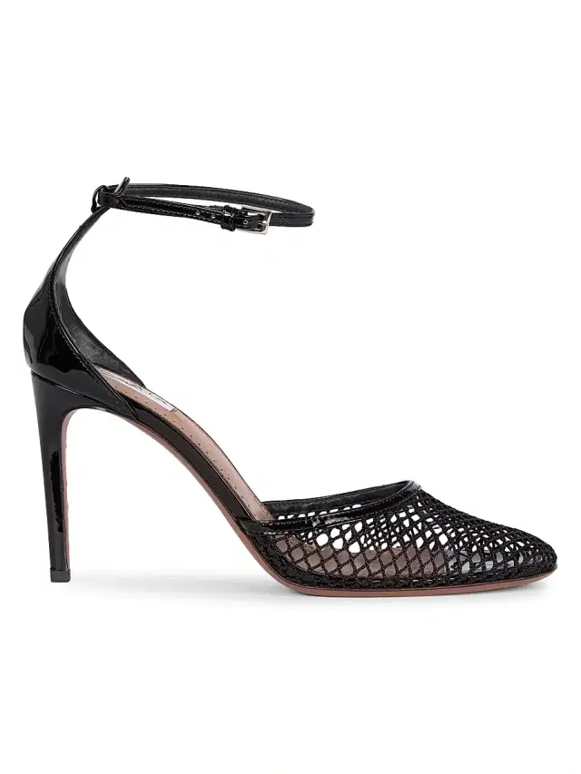 ALAIA Women's 90MM Mesh & Leather Pumps - Noir