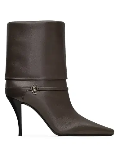 Saint Laurent Women's Niki Booties in Smooth Leather - Eagle Brown - Size 4 | Thumbnail 1 Saint Laurent Women's Niki Booties in Smooth Leather - Eagle Brown - Size 4 | Thumbnail 1