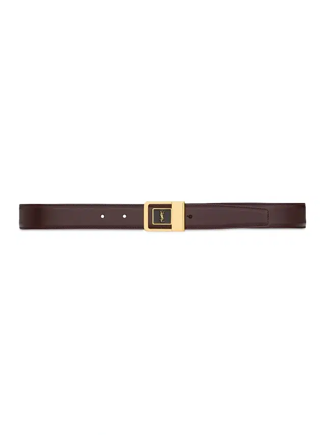 Saint Laurent Women's Female Buckle Belt in Lacquered Leather - Red Tan