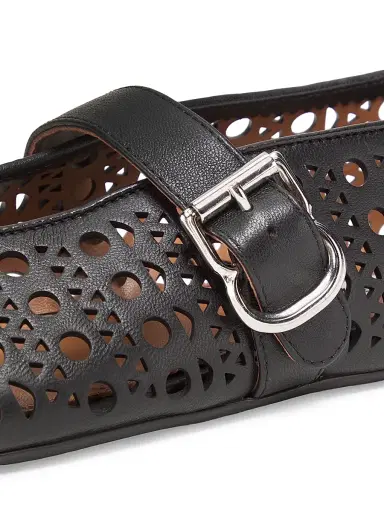 Alaïa Women's Laser-Cut Leather Ballerina Flats - Noir | Thumbnail 5 Alaïa Women's Laser-Cut Leather Ballerina Flats - Noir | Thumbnail 5