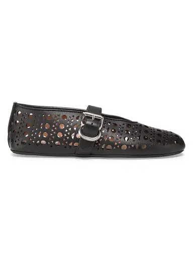 Alaïa Women's Laser-Cut Leather Ballerina Flats - Noir | Thumbnail 1 Alaïa Women's Laser-Cut Leather Ballerina Flats - Noir | Thumbnail 1
