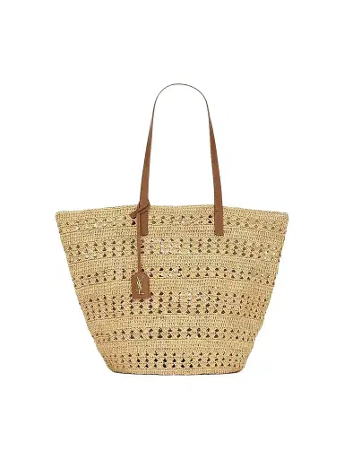 Saint Laurent Women's Panier Medium Bag in Raffia Tote Bag - Natural | Thumbnail 1