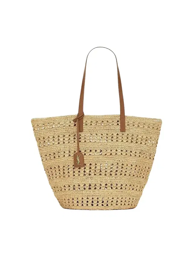 Saint Laurent Women's Panier  Bag in Raffia Tote Bag - Natural