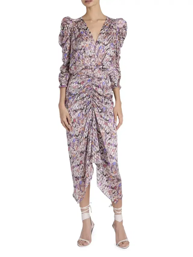 Women's Nemil Gathered Silk-Blend Midi-Dress - Ecru