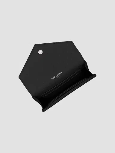 Saint Laurent Women's Cassandre Matelass Small Envelope Wallet in Grain de Poudre Embossed Leather - Nero | Thumbnail 4 Saint Laurent Women's Cassandre Matelass Small Envelope Wallet in Grain de Poudre Embossed Leather - Nero | Thumbnail 4