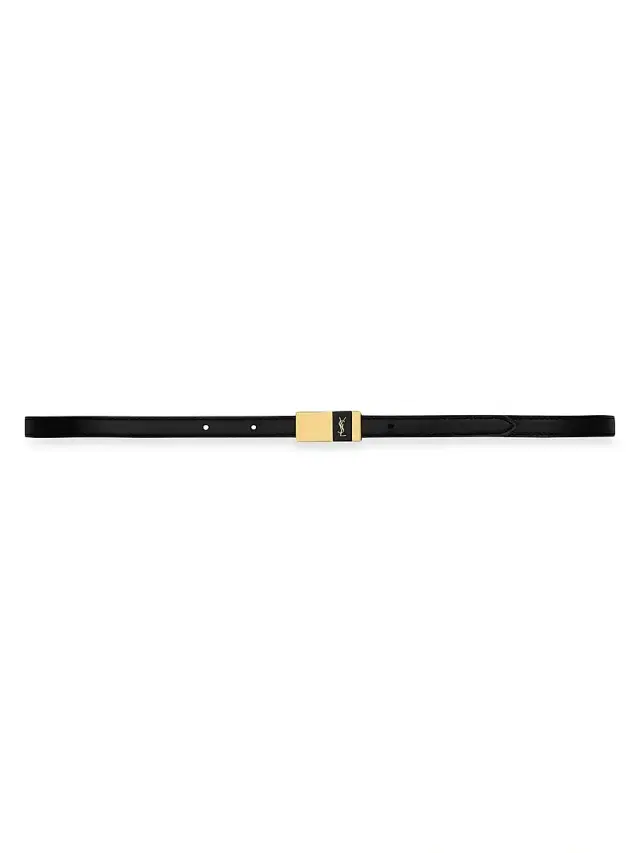 Saint Laurent Women's Thin Anchor Belt in Leather - Black