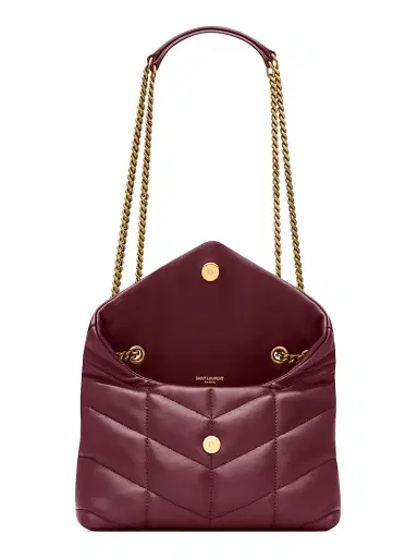 Saint Laurent Women's Puffer Toy Shoulder Bag in Quilted Lambskin - Rouge Cabernet | Thumbnail 4 Saint Laurent Women's Puffer Toy Shoulder Bag in Quilted Lambskin - Rouge Cabernet | Thumbnail 4