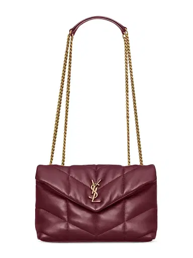 Saint Laurent Women's Puffer Toy Shoulder Bag in Quilted Lambskin - Rouge Cabernet | Thumbnail 1 Saint Laurent Women's Puffer Toy Shoulder Bag in Quilted Lambskin - Rouge Cabernet | Thumbnail 1