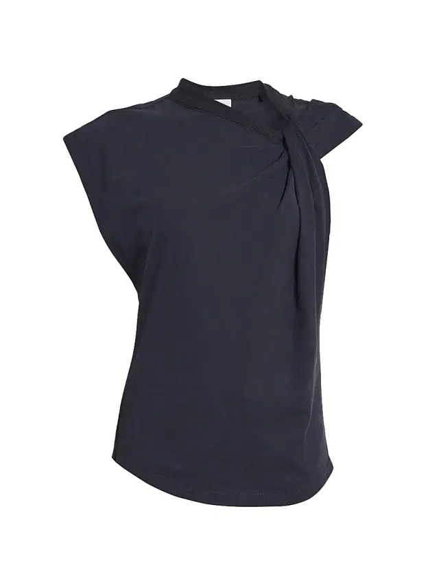 Isabel Marant Women's Nayda Cotton Twist-Shoulder Top - Black