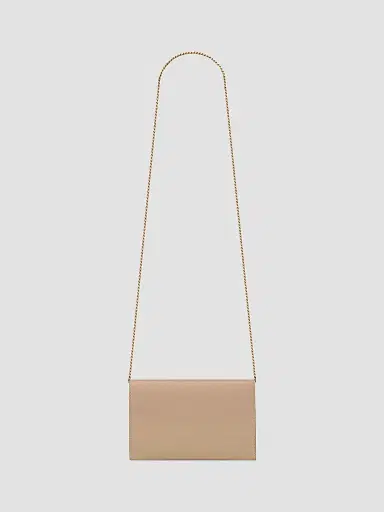Saint Laurent Women's Uptown Chain Wallet in Grain De Poudre Embossed Leather - Dark Beige | Thumbnail 4 Saint Laurent Women's Uptown Chain Wallet in Grain De Poudre Embossed Leather - Dark Beige | Thumbnail 4