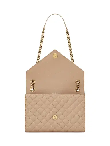 Saint Laurent Women's Envelope Medium Chain Bag in Mix Matelassé - Dark Beige | Thumbnail 3 Saint Laurent Women's Envelope Medium Chain Bag in Mix Matelassé - Dark Beige | Thumbnail 3