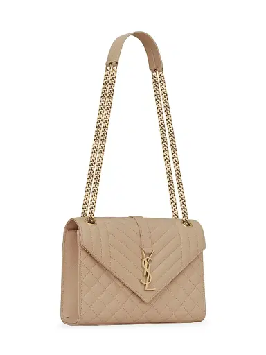 Saint Laurent Women's Envelope Medium Chain Bag in Mix Matelassé - Dark Beige | Thumbnail 7 Saint Laurent Women's Envelope Medium Chain Bag in Mix Matelassé - Dark Beige | Thumbnail 7