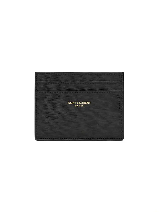 Men's Card Case In Ripple Embossed Leather - Black