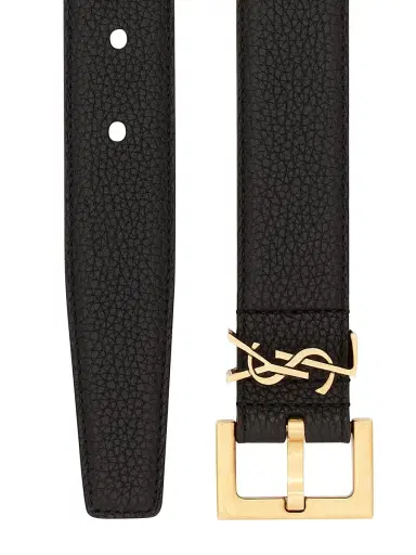 Saint Laurent Men's Grained Leather Logo Belt | Thumbnail 3 Saint Laurent Men's Grained Leather Logo Belt | Thumbnail 3