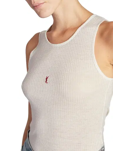 Saint Laurent Women's Cassandre Tank Top - Beige Rouge - Size Large | Thumbnail 5