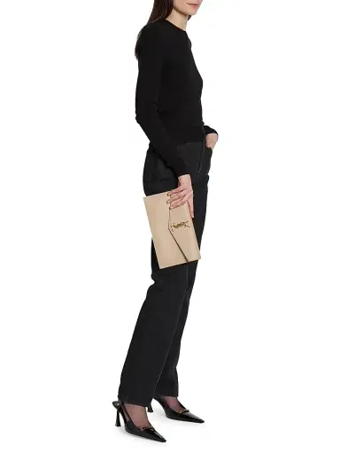 Saint Laurent Women's Uptown Pouch in Grain De Poudre Embossed Leather | Thumbnail 2 Saint Laurent Women's Uptown Pouch in Grain De Poudre Embossed Leather | Thumbnail 2
