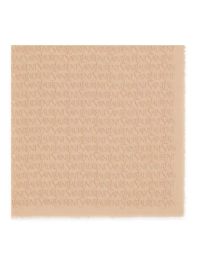 Saint Laurent Women's   Square Scarf in Modal and Cashmere - Beige And Light Brown