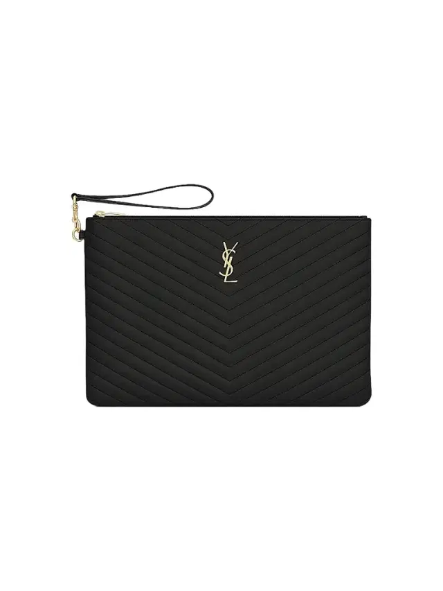 Saint Laurent Women's Cassandre Matelasse Document Holder in Quilted Leather - Nero