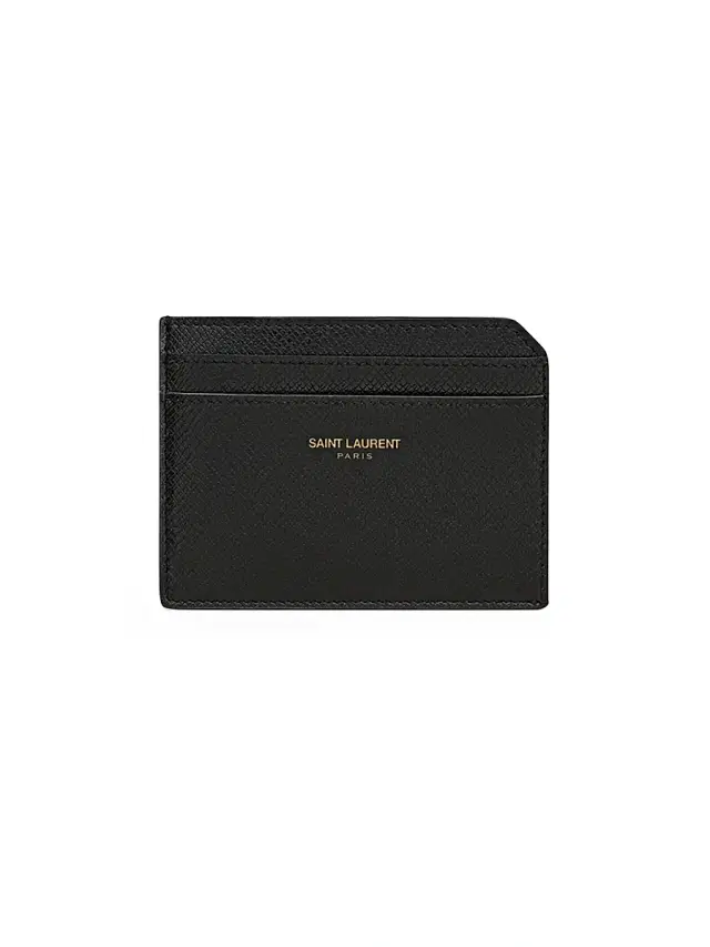 Saint Laurent Men's Open Card Case In Coated Bark Leather - Black