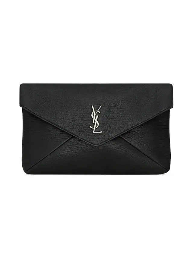 Saint Laurent Men's Cassandre Large Envelope Pouch In Lambskin - Black