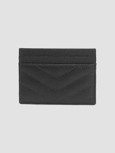 Saint Laurent Women's Cassandre Matelassé Card Case in Smooth Leather - Black | Thumbnail 2