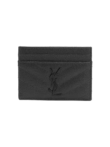 Saint Laurent Women's Cassandre Matelassé Card Case in Smooth Leather - Black | Thumbnail 1