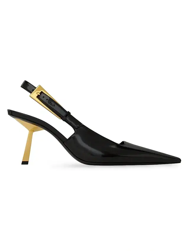 Women's Lee Slingback Pumps in Glazed Leather - Black