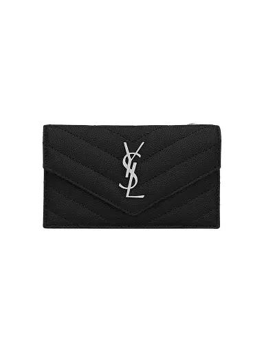 Saint Laurent Women's Cassandre Matelassé Fragments Flap Card Case - Nero | Thumbnail 1 Saint Laurent Women's Cassandre Matelassé Fragments Flap Card Case - Nero | Thumbnail 1