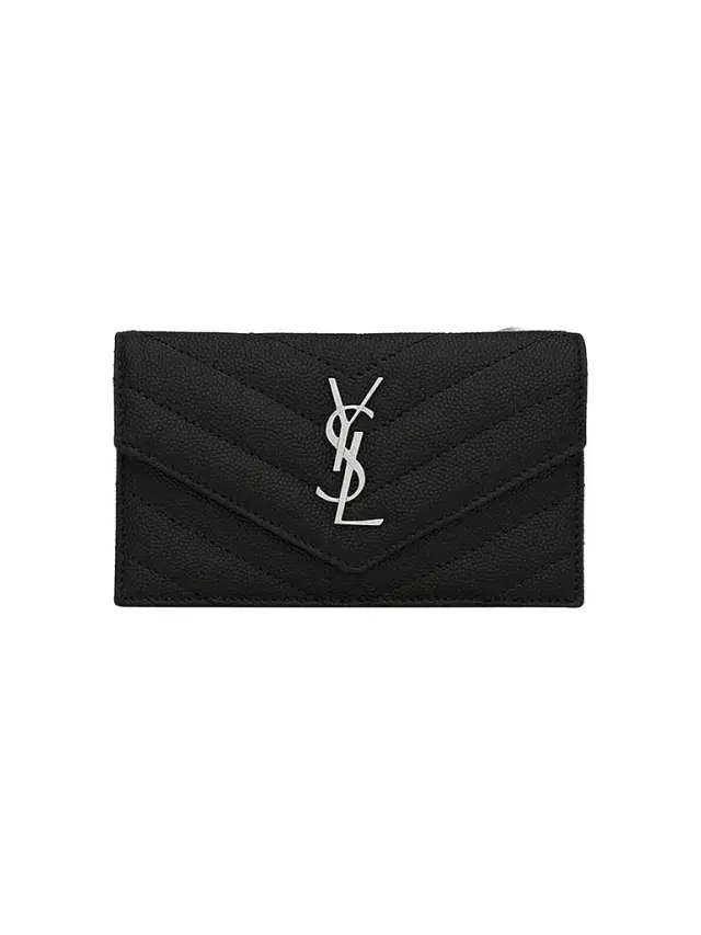 Saint Laurent Women's Cassandre Matelassé Fragments Flap Card Case - Nero