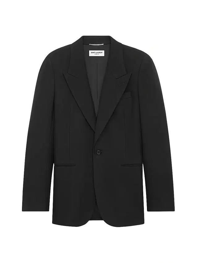 Men's Blazer In Wool Gabardine - Black
